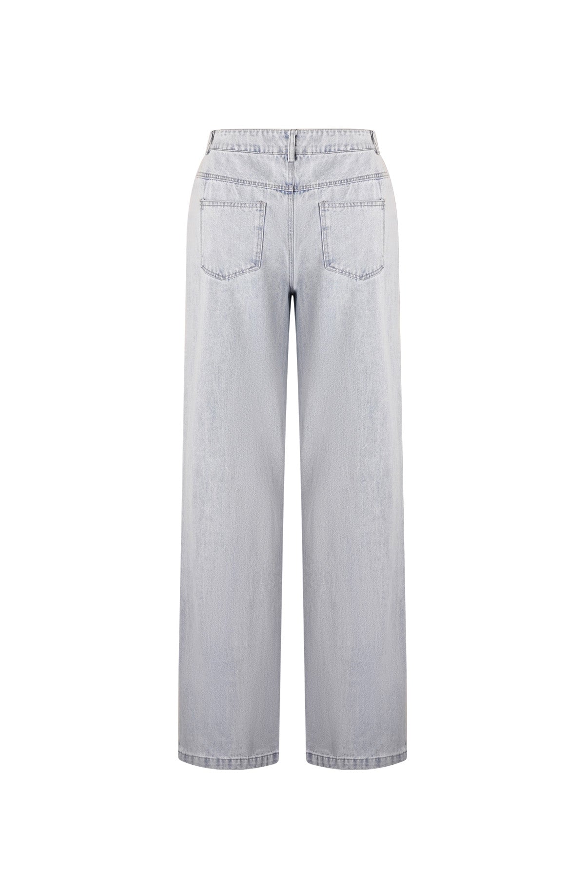 Cotton Blend Denim Pants Casual Straight Light Indigo