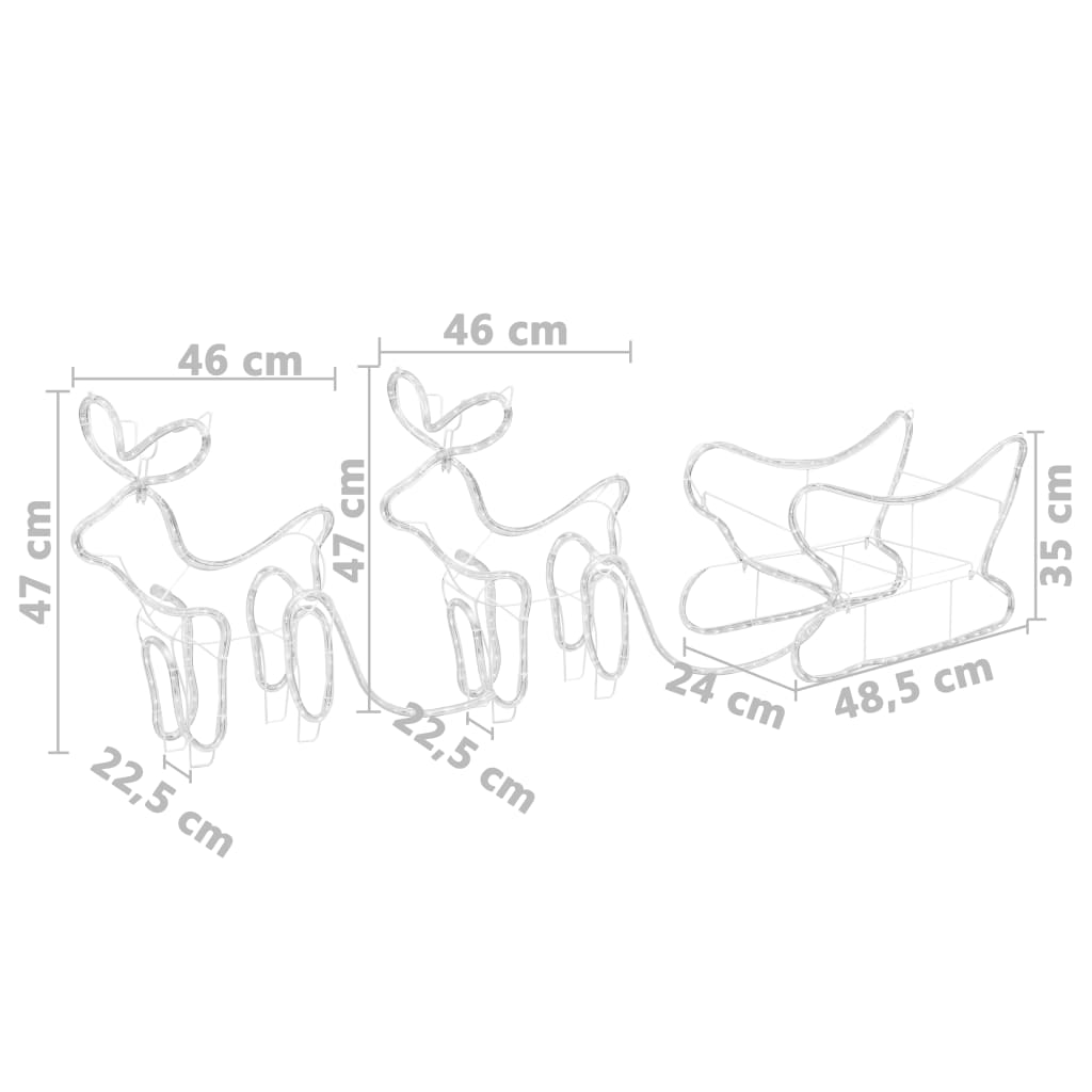 Buitenkerstversiering Rendier En Slee 576 Led's Koudwit
