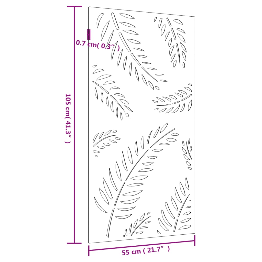 Wanddecoratie Tuin Bladontwerp 105X55 Cm Cortenstaal Crème