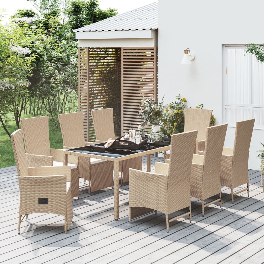 7-Delige Tuinset Met Kussens Poly Rattan Beige