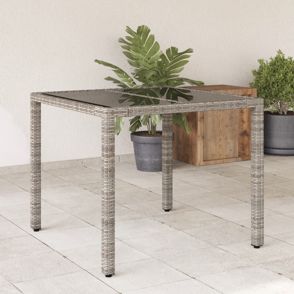 Tuintafel Met Glazen Blad 90X90X75 Cm Poly Rattan