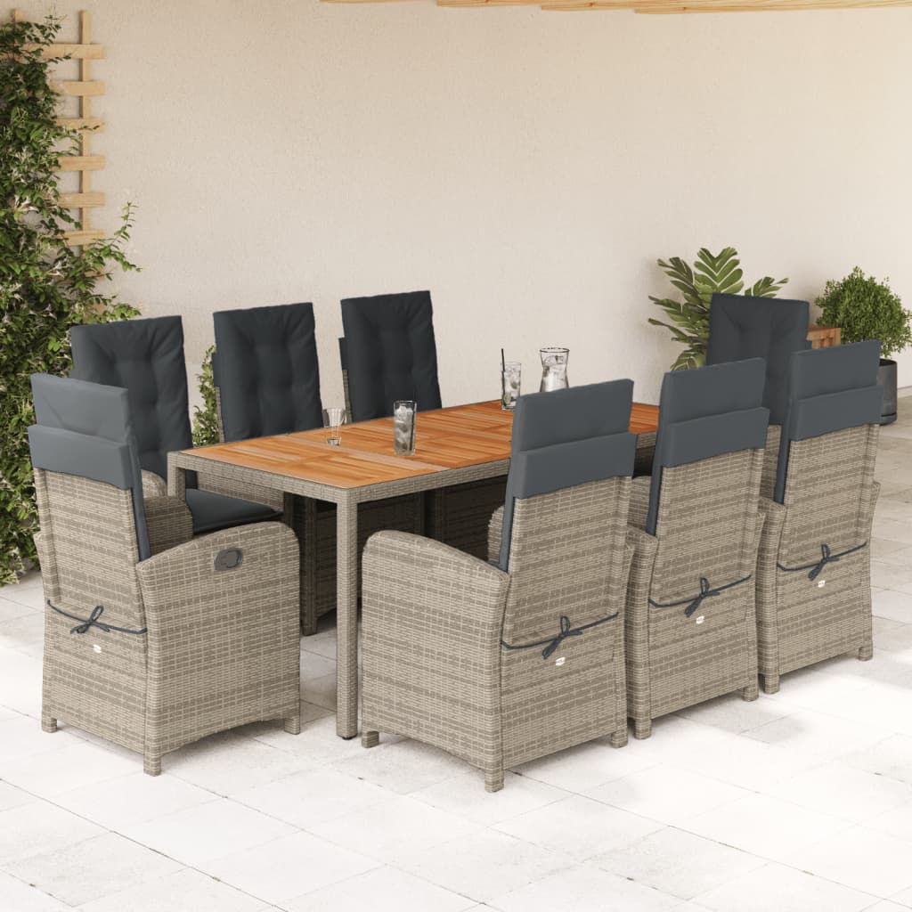 7-Delige Tuinset Met Kussens Poly Rattan Grijs