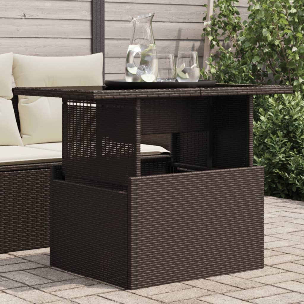 Tuintafel Met Glazen Blad 100X55X73 Cm Poly Rattan