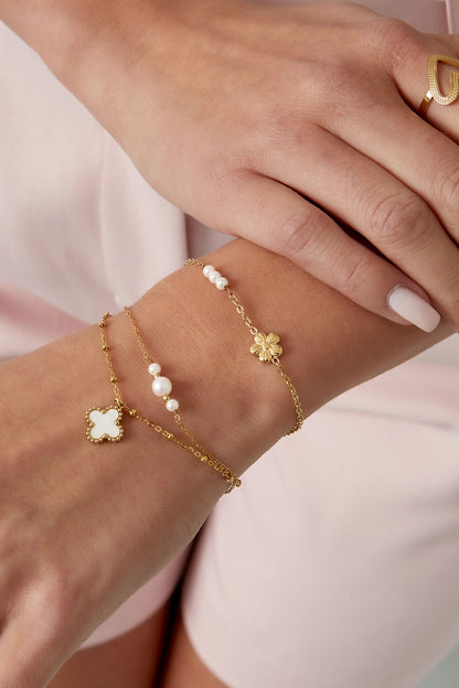 armband bloem met parels