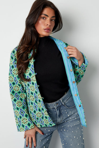 Boho Chic Green Rayon Jacket for Spring/Summer