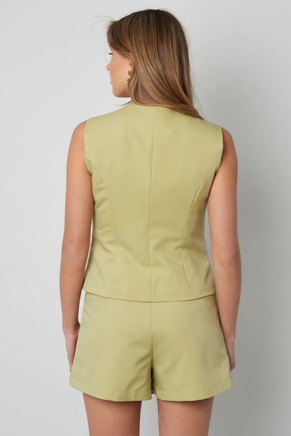 Polyester Vrouwen Mouwloze Top Gestructureerd Knopsluiting Ontwerp