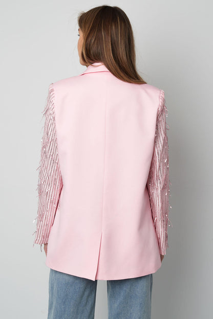 Polyester Vrouwen Jas Met Fransjes Mouw Ontwerp