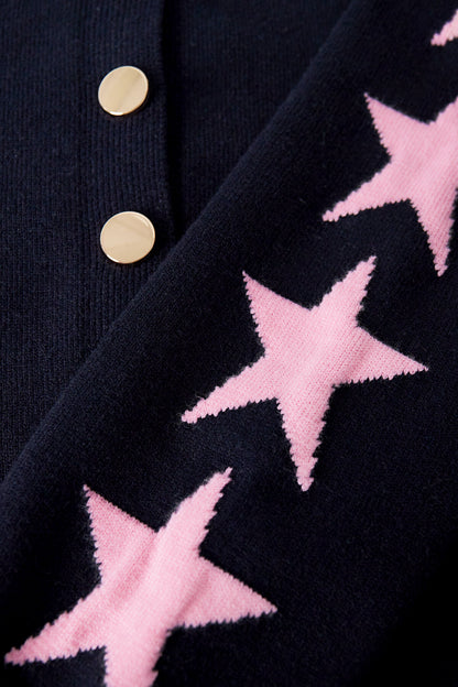 Viscose Gebreide Cardigan Vrouwen Kort Model Sterrenpatroon