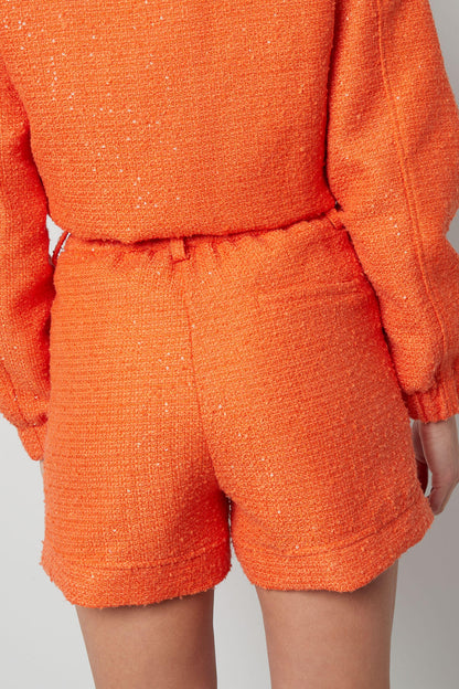 Polyester Vrouwen Shorts Hoge Taille Eenvoudige Kleur