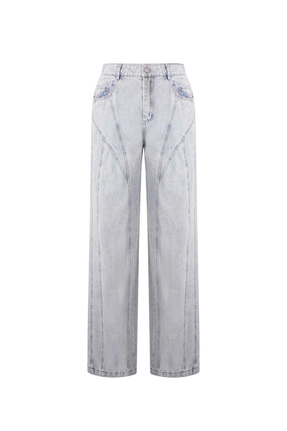 Cotton Blend Denim Pants Casual Straight Light Indigo