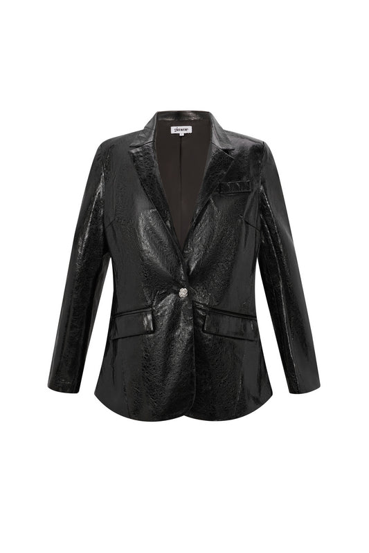 PU Leather Women's Blazer Set Shiny Finish
