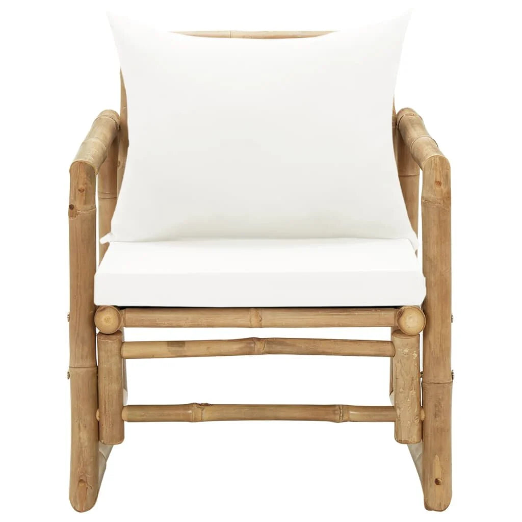 Tuinstoelen 2 st met kussens bamboe