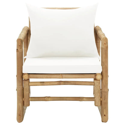 Tuinstoelen 2 st met kussens bamboe
