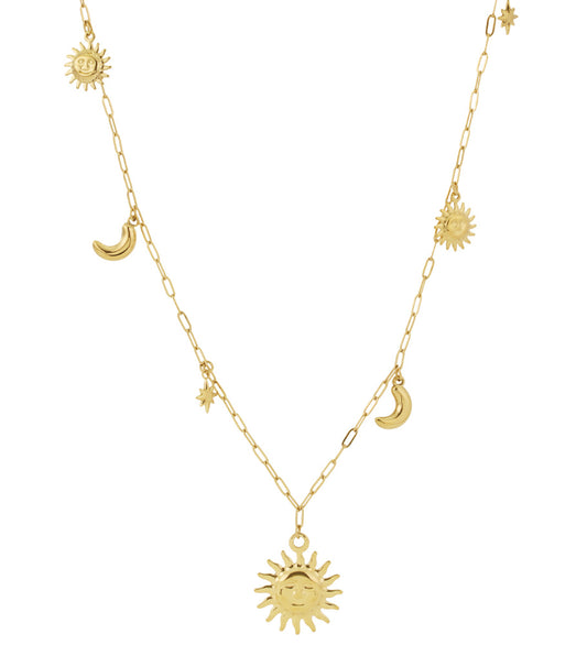 Zon Maan Ster lange ketting