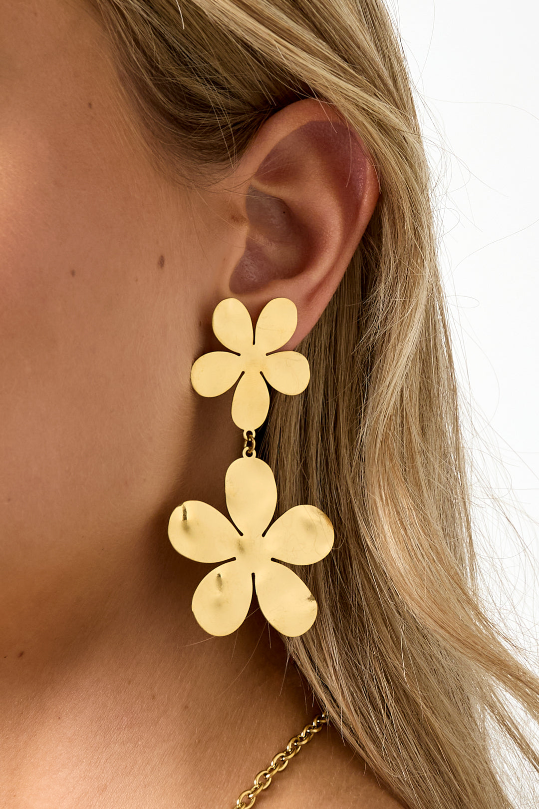 Oorbellen van roestvrij staal met bloemenmotief, casual, dagelijks, eenvoudig, serie, damessieraden