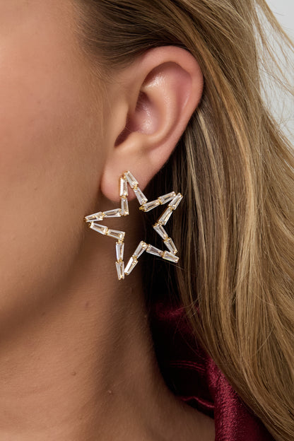 Koperen oorbellen met ster, elegante kerst, luxe serie, damessieraden
