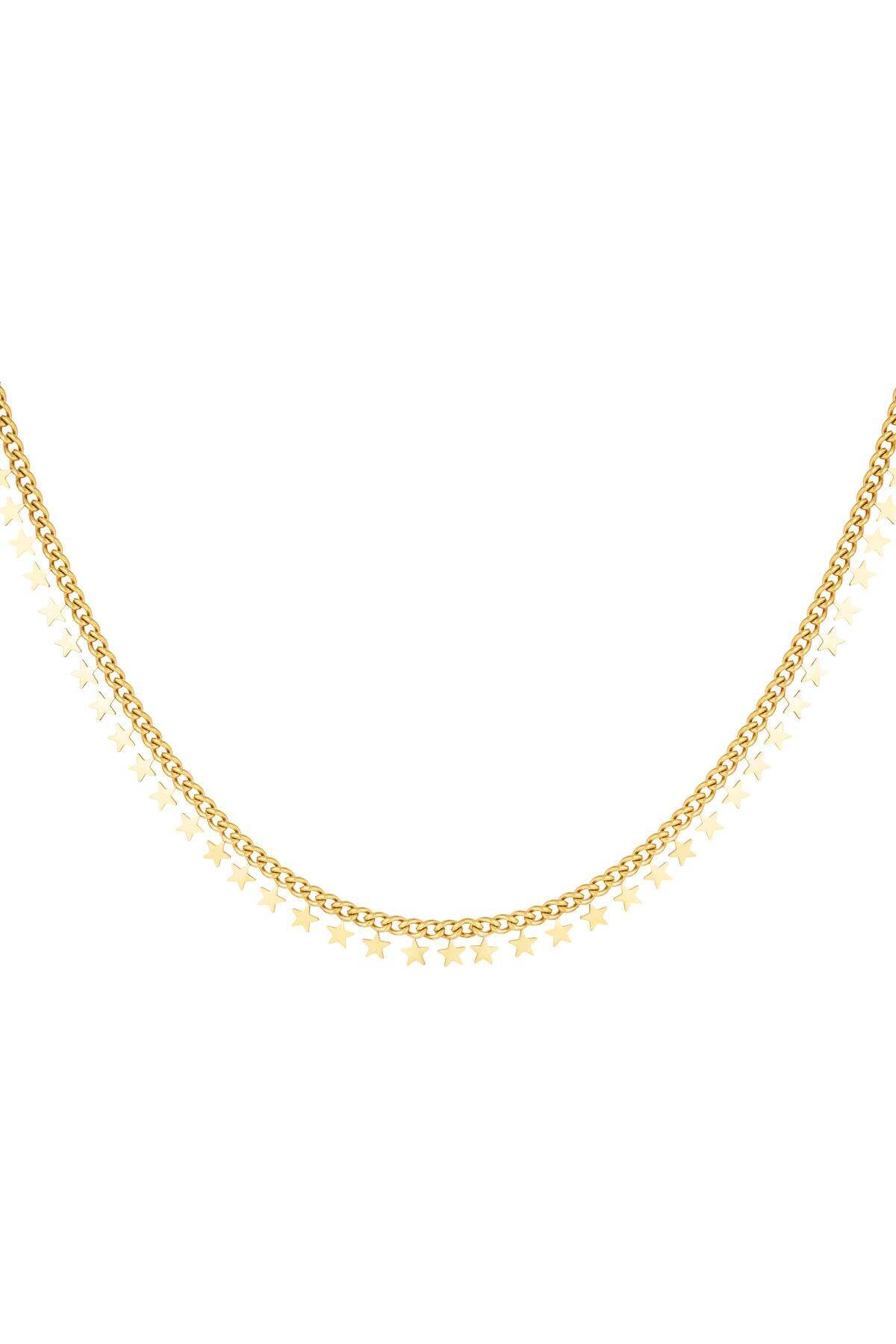 RVS ketting sterren necklace Goud kleur Stainless Steel