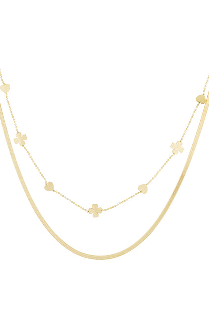 Dubbele ketting clover heart