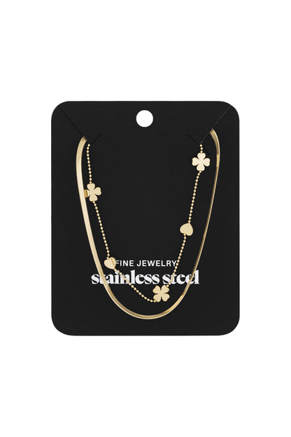 Dubbele ketting clover heart