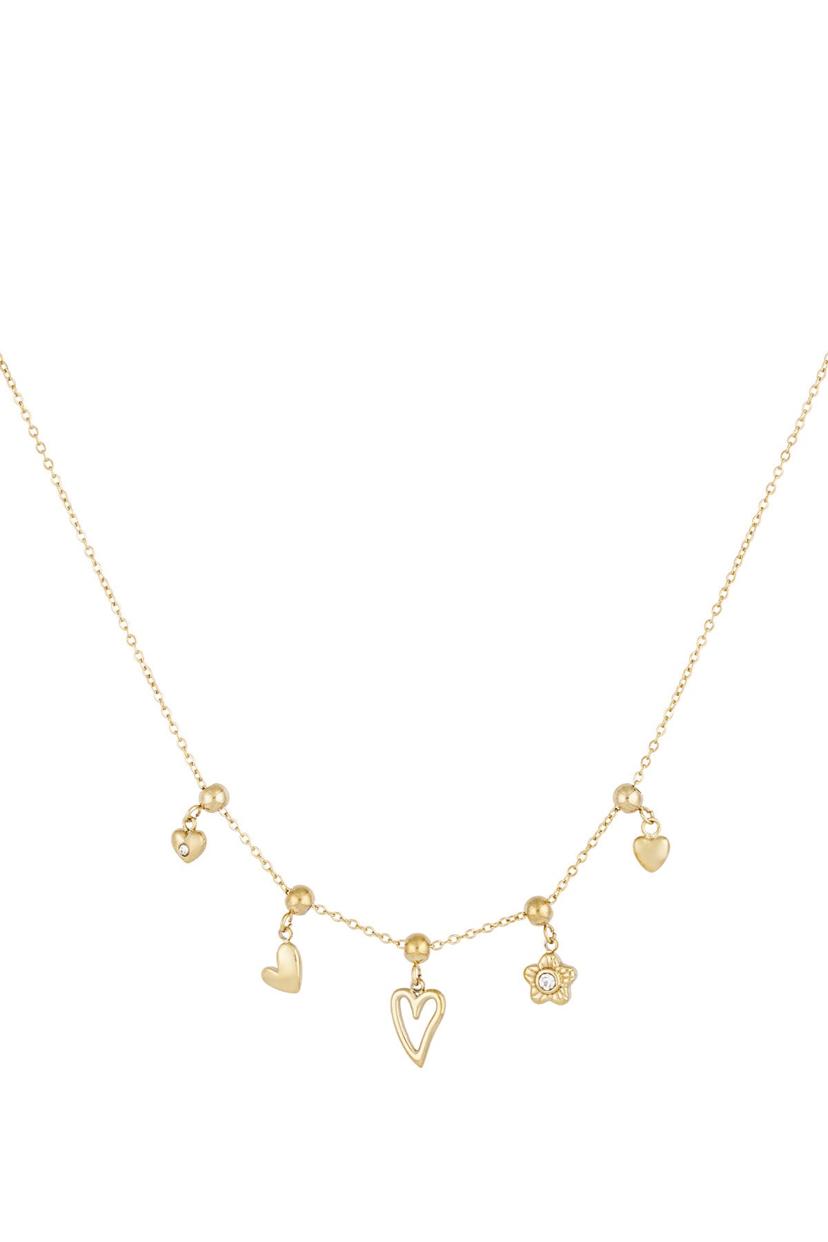 bedelketting bloemen en hartjes