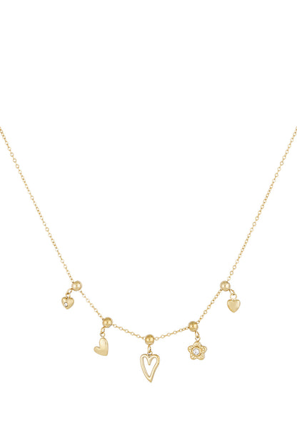 bedelketting bloemen en hartjes