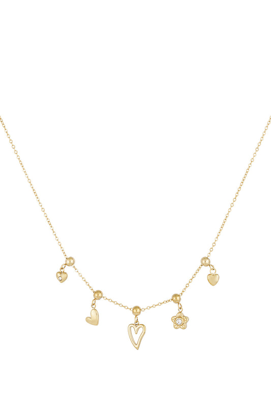 bedelketting bloemen en hartjes