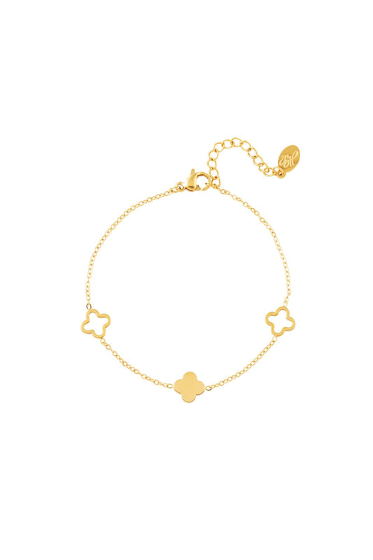Armband klavertjes Goud kleur Stainless Steel