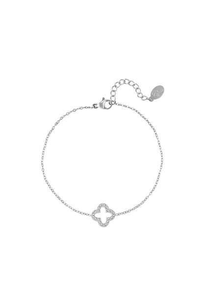 Armband klavertje met zirkonia steentjes Goud kleur Stainless Steel