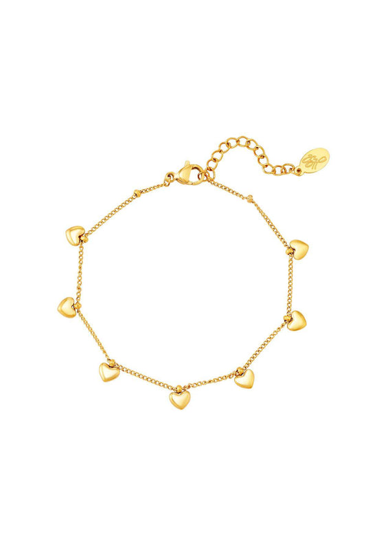Armband met hartbedels Goud kleur Stainless Steel
