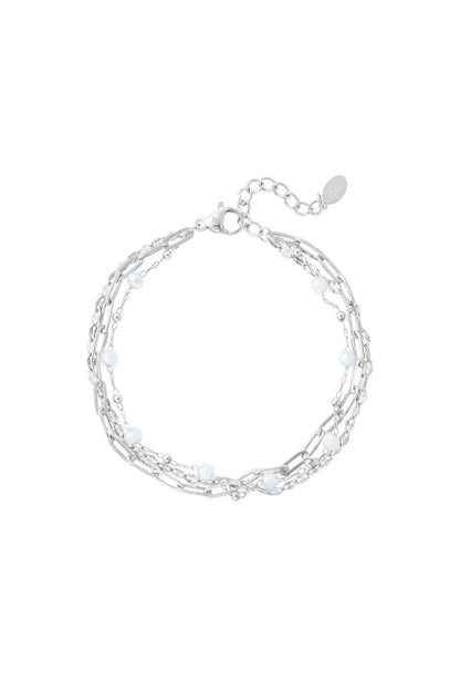 Armband drie lagen gekleurde details Goud kleur Stainless Steel