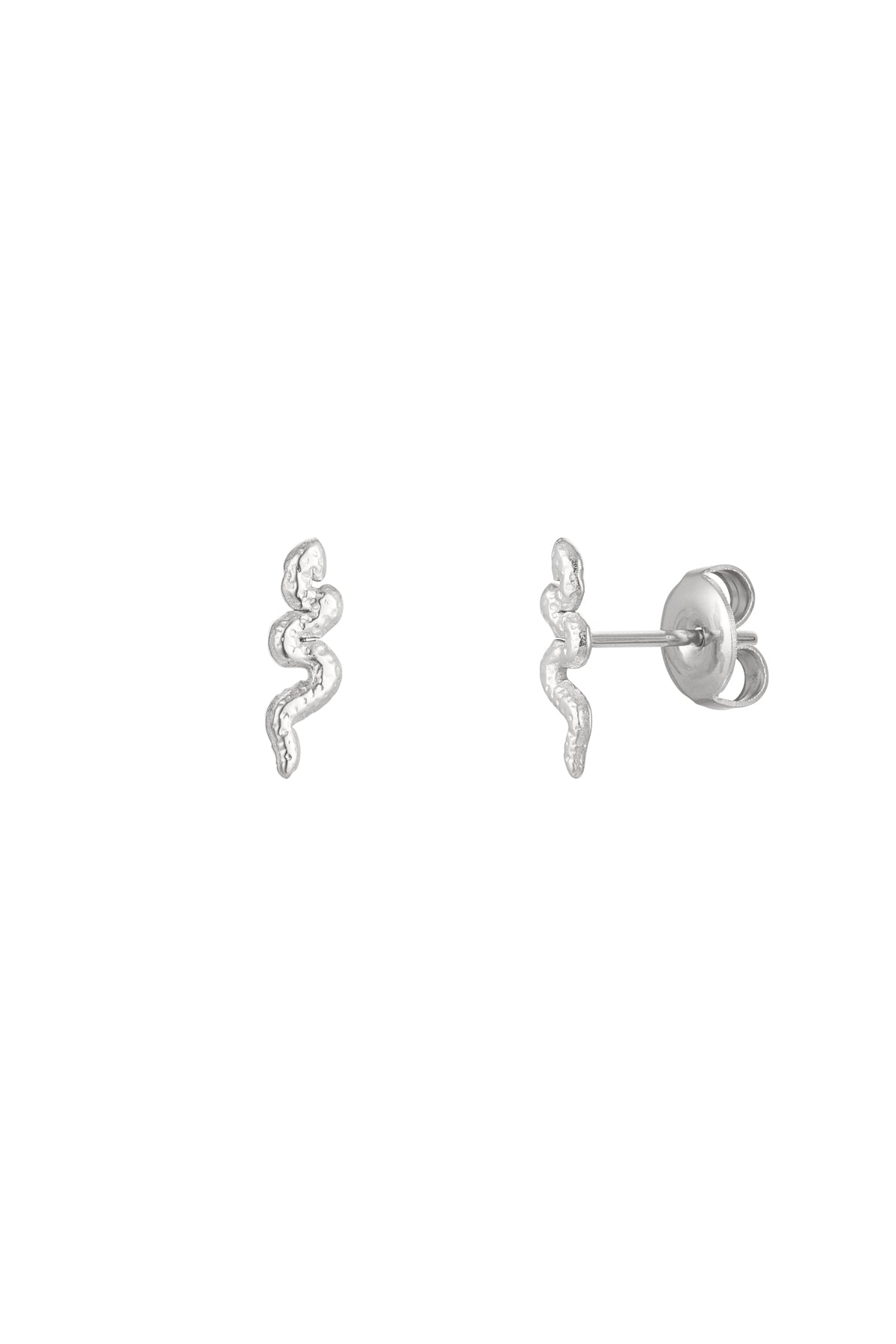 Oorbellensteker slang - zilver Stainless Steel