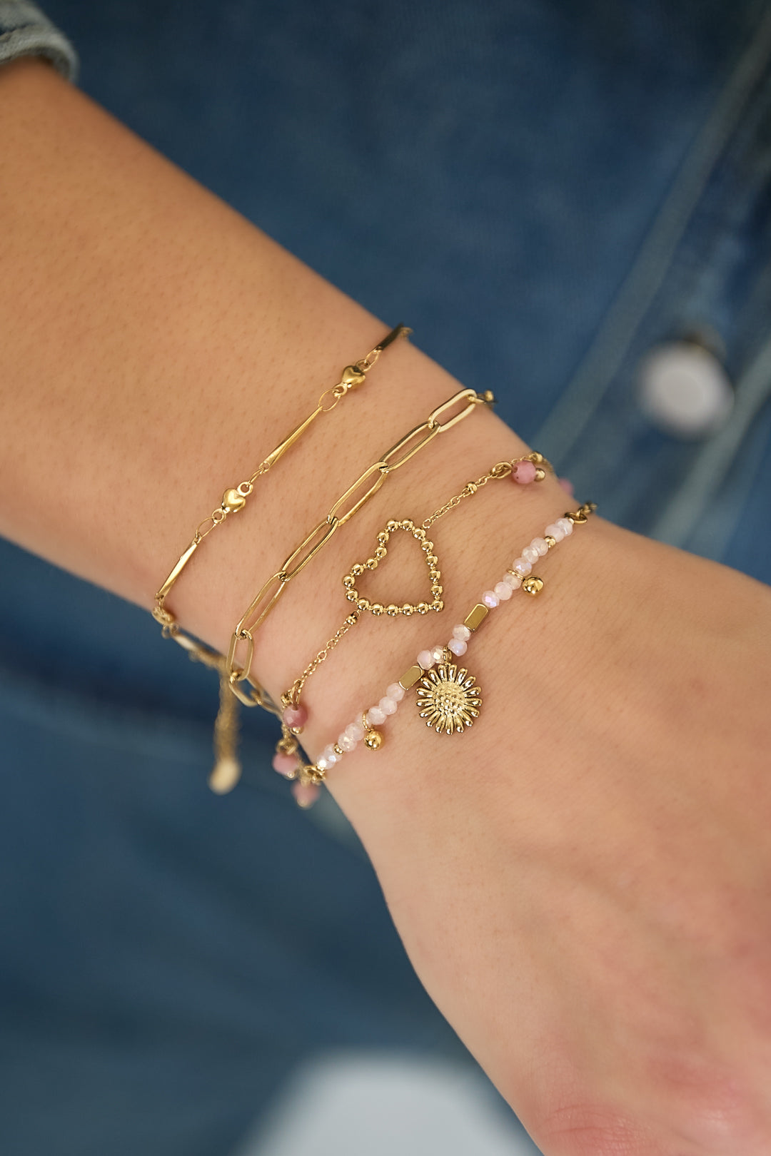 Driedubbele armband met kralen