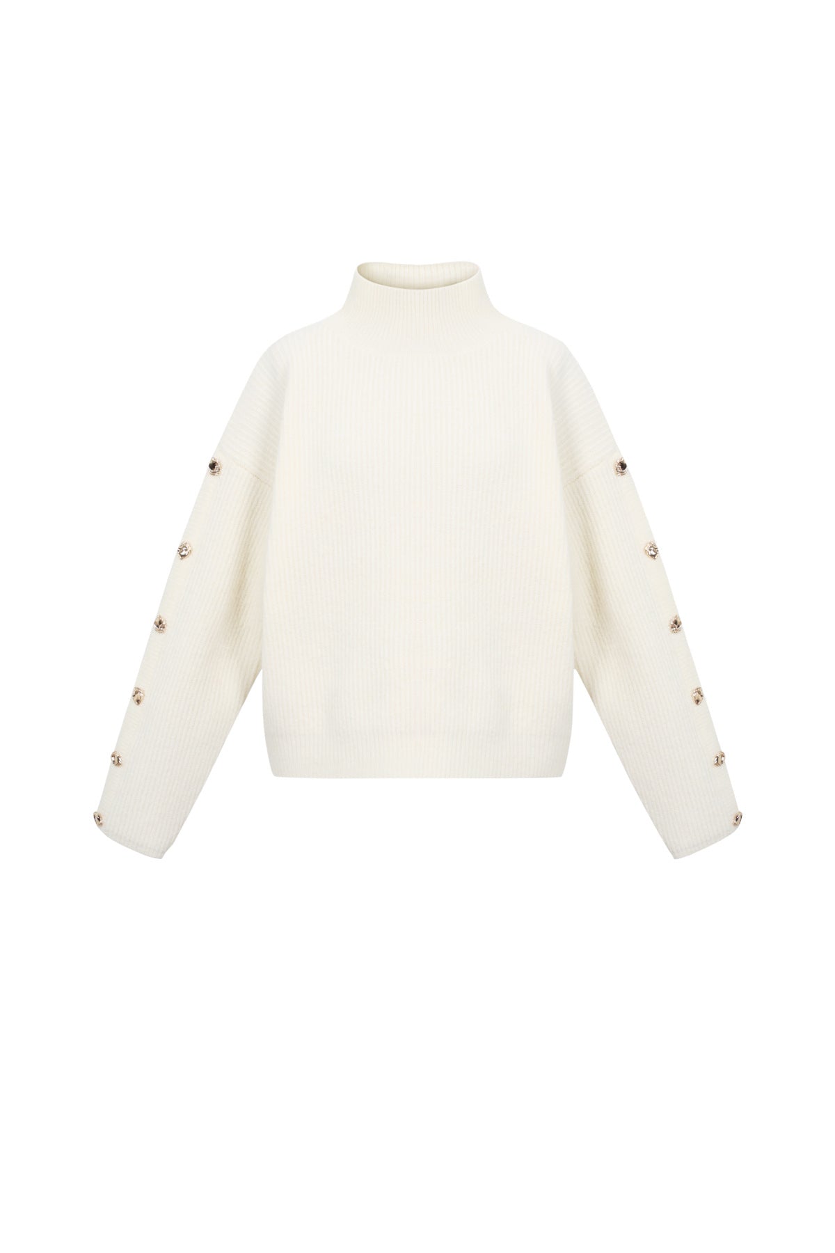 Knitted Polyester Fiber Women's Turtleneck Sweater Casual Solid Color