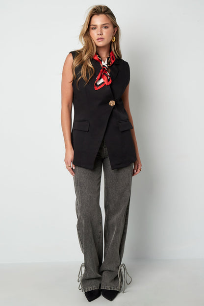 Woven Polyester Fiber Women's Sleeveless Blazer Casual Asymmetric Design