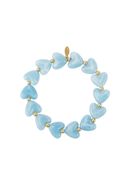 Elastieken hartjes kralenarmband