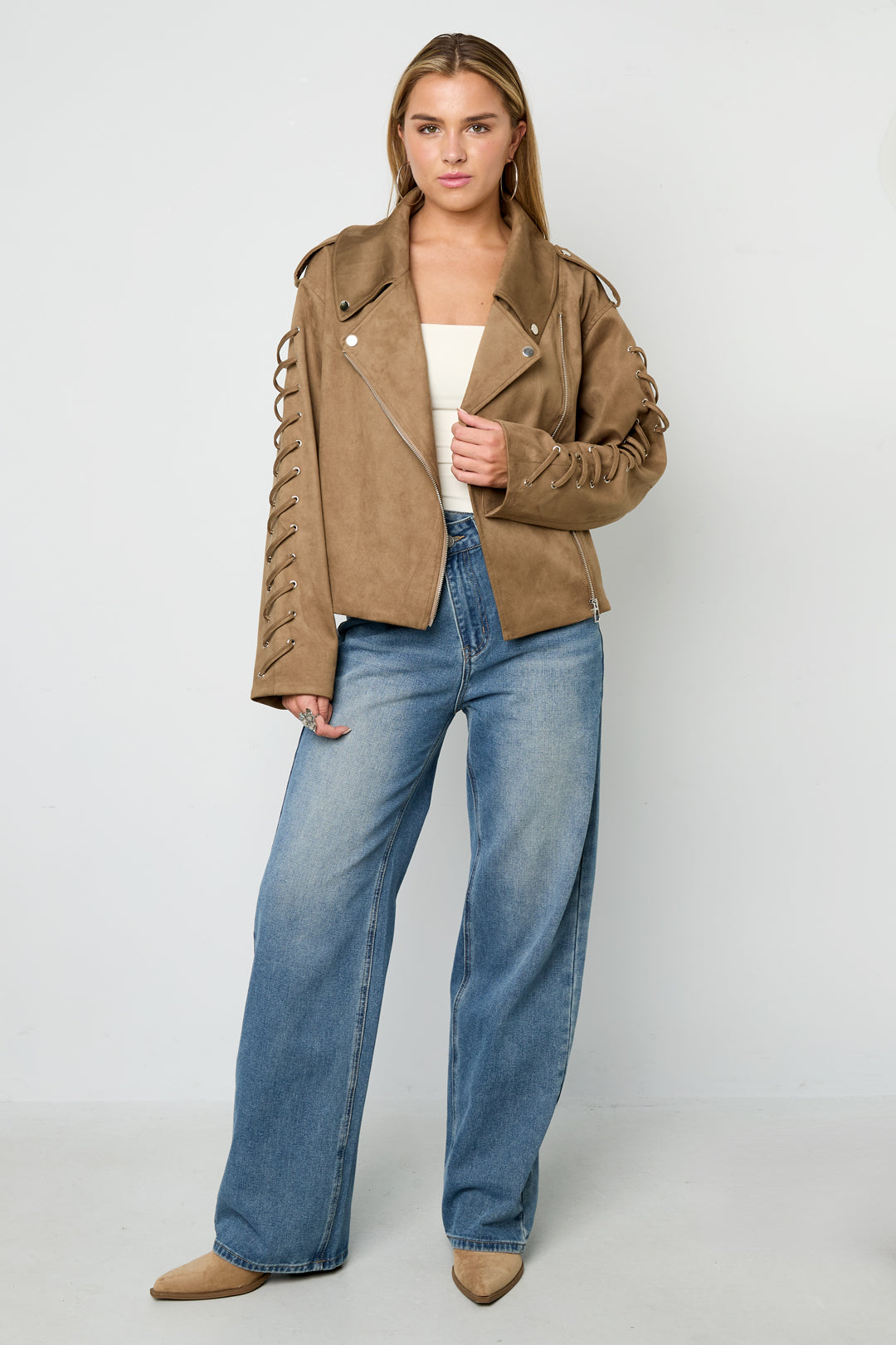 Woven Polyester Fiber Women's Jacket Street Style Tie-up