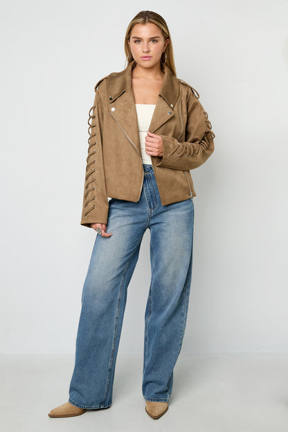 Woven Polyester Fiber Women's Jacket Street Style Tie-up