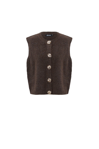 Gebreide Polyestervezel Vrouwen Gebreide Vest Casual Solide Kleur