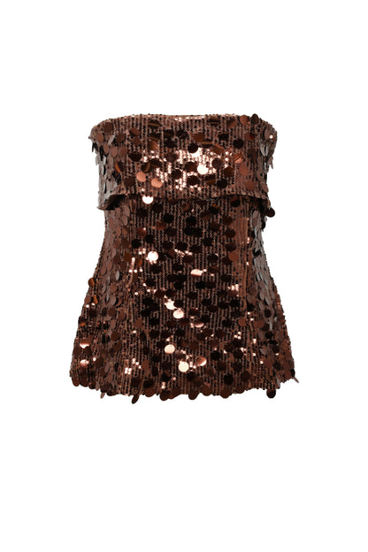 Woven Polyester Fiber Women's Sleeveless Top Sequins Elegant