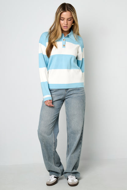 Knitted Viscose Women's Polo Sweater Stripes Fall/Winter