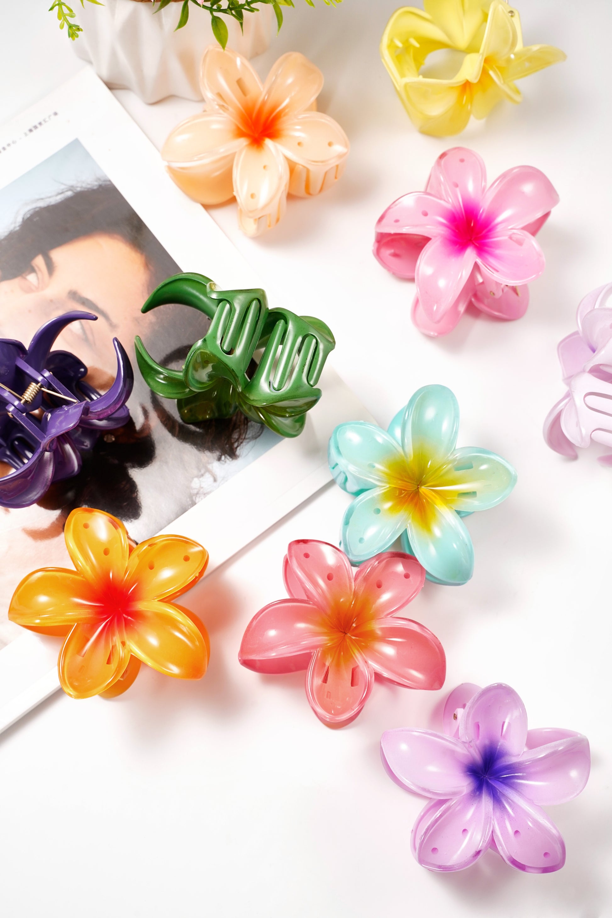 Haarclip met gradiëntbloem Hawaii love