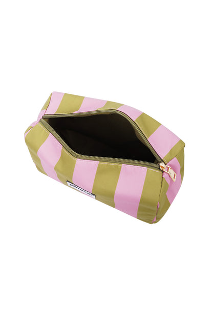 Make-up tas grote strepen - Roze groen