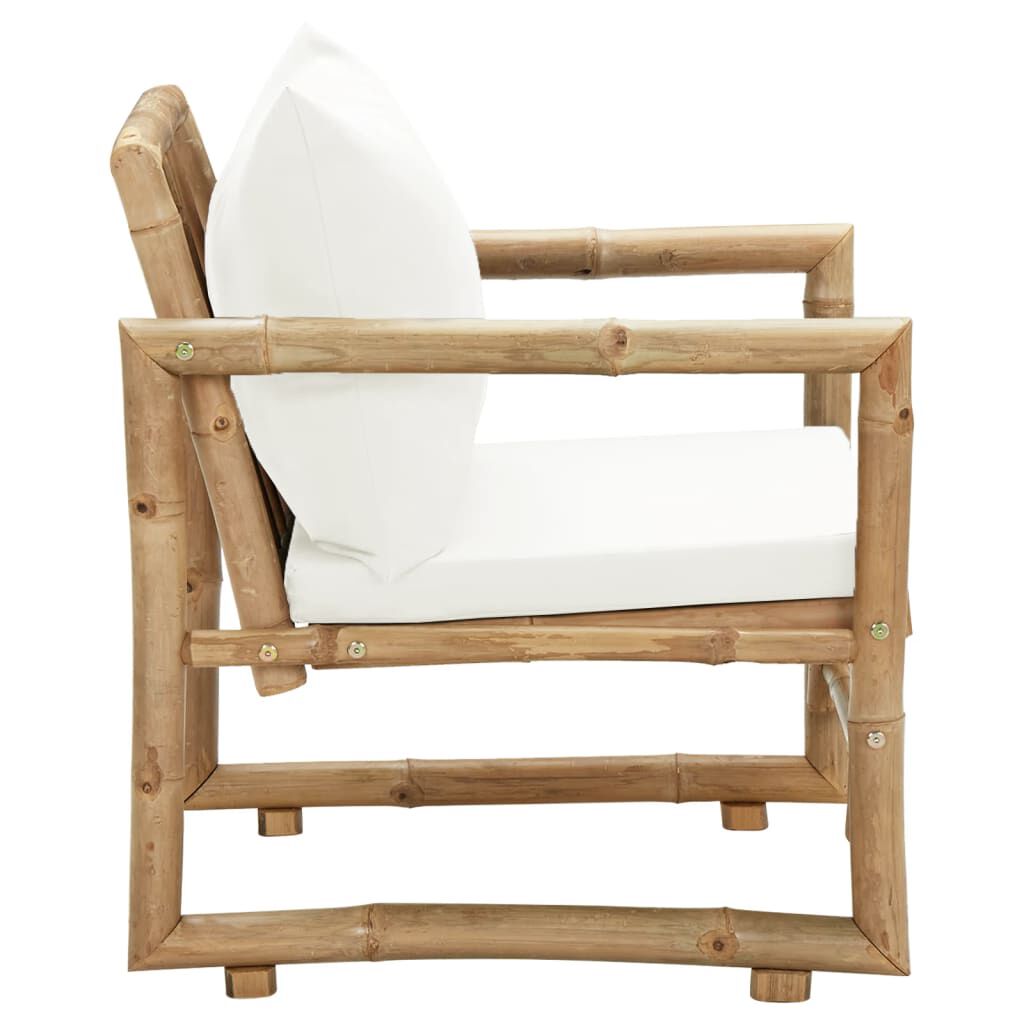 Tuinstoelen 2 st met kussens bamboe