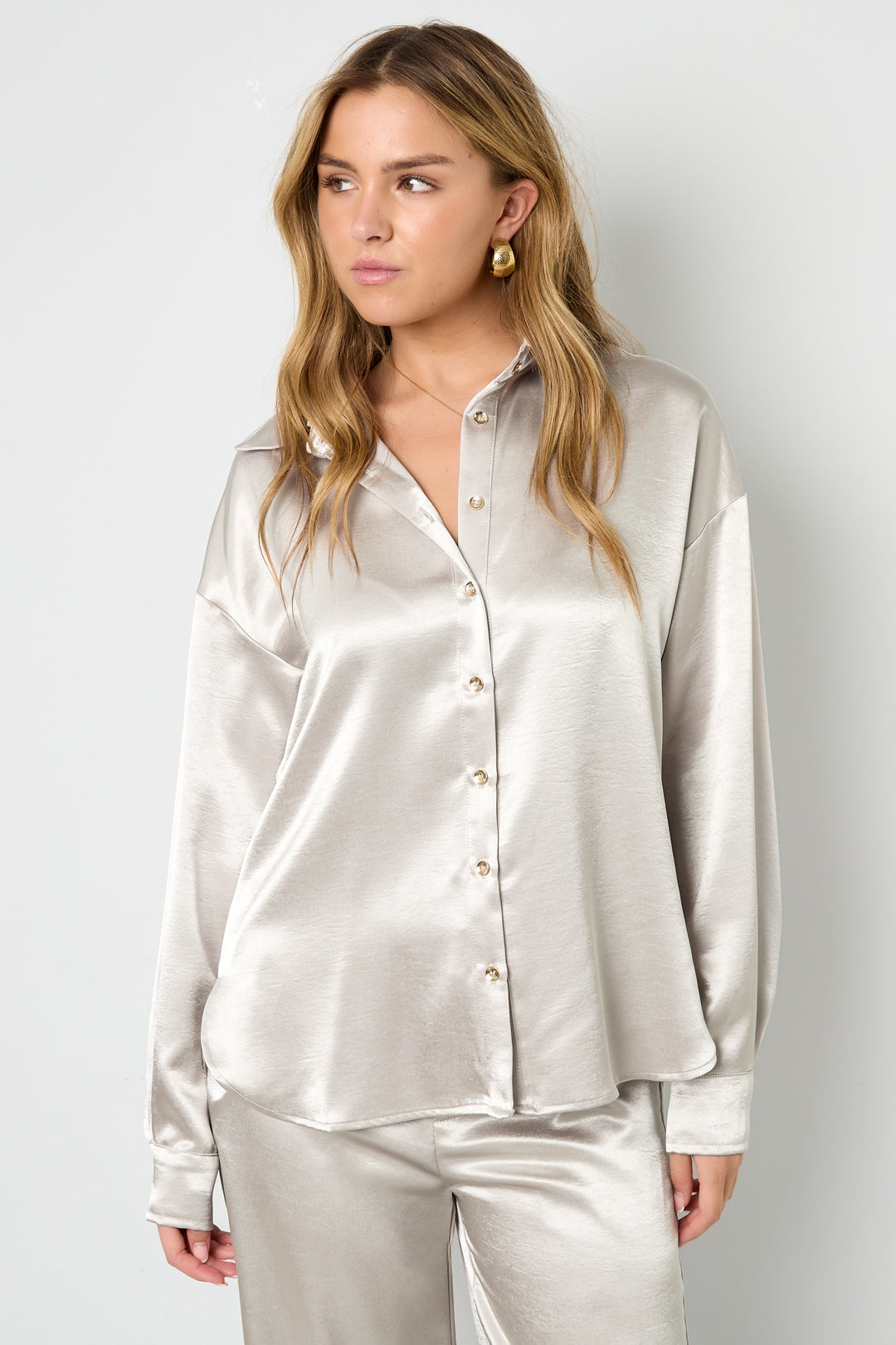 Woven Polyester Fiber Women's Blouse Casual Solid Color Basic