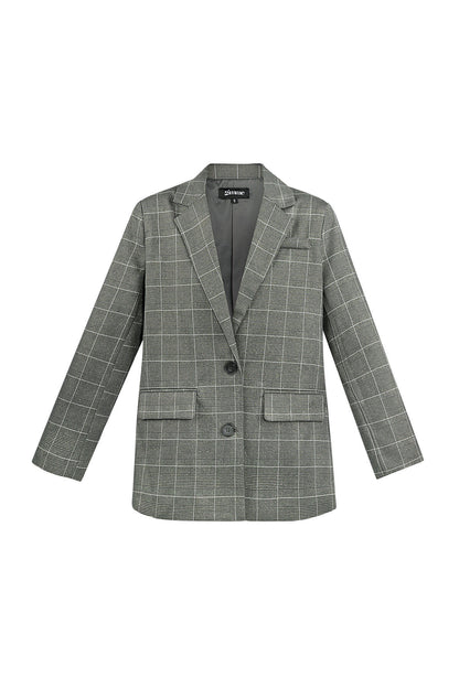 Polyestervezel Vrouwen Suit Set Conservatief Geruit Herfst/Winter