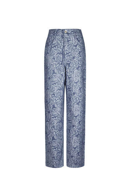 Stylish Cotton Floral Denim Pants for Casual Comfort