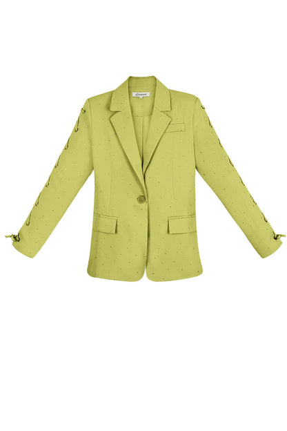 Polyester Vrouwen Jas Set Met Veters Op Mouw
