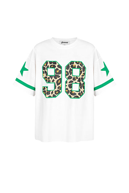 Cotton Women's T-shirt Oversized Leopard Print Number 98