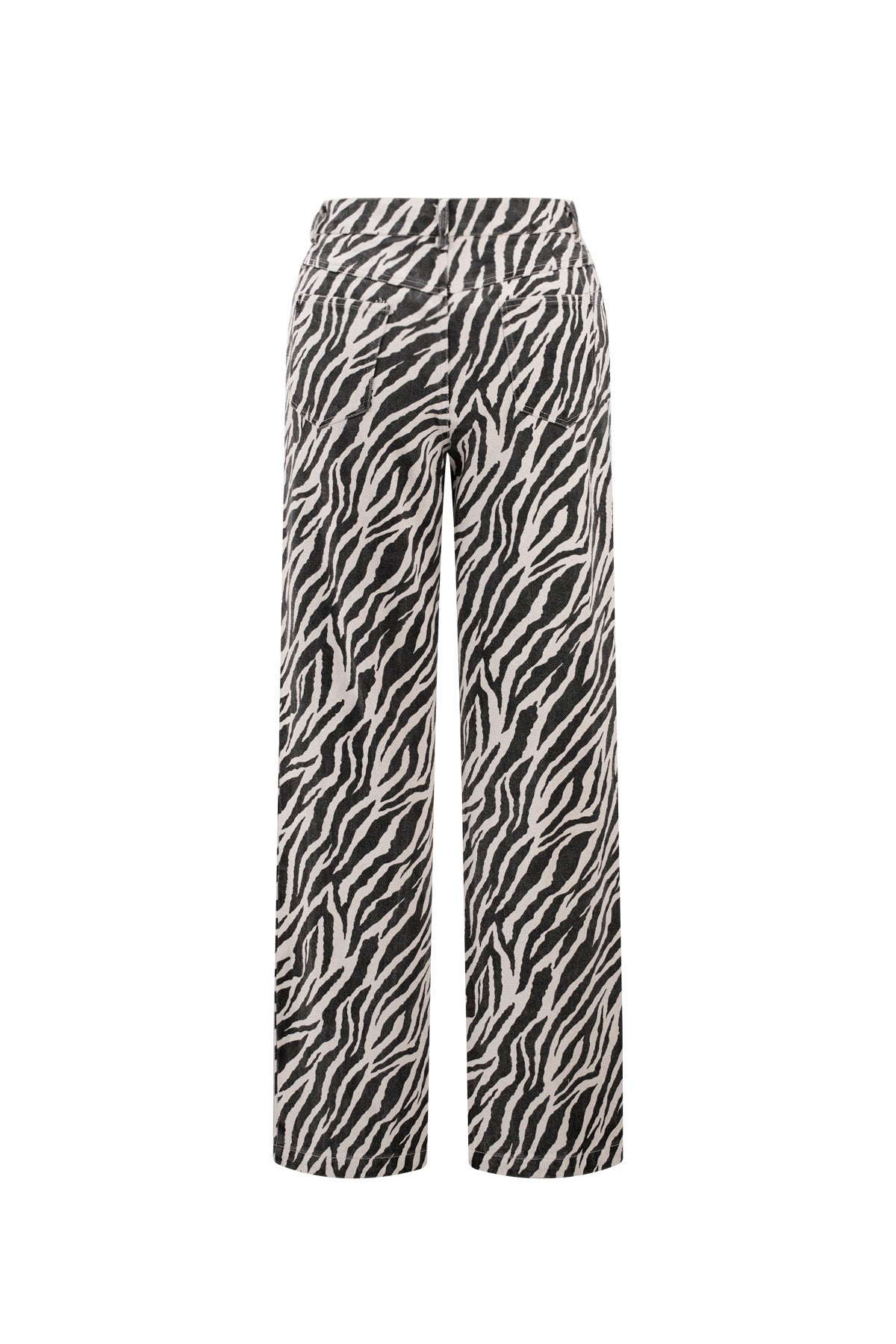 Woven Cotton Women's Straight Leg Pants Casual Zebra Stripes