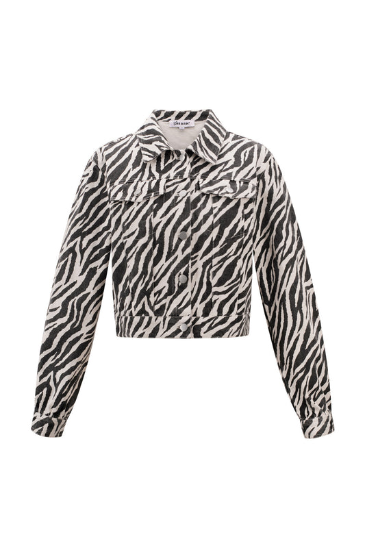 Cotton Denim Women's Jacket Street Elegant Specialty Animal Print